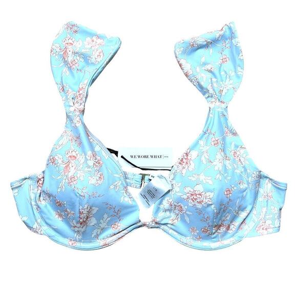 WeWoreWhat NWT Halogen Blue Floral Allie Underwire Padded Bikini Swim Top Large - Picture 2 of 11